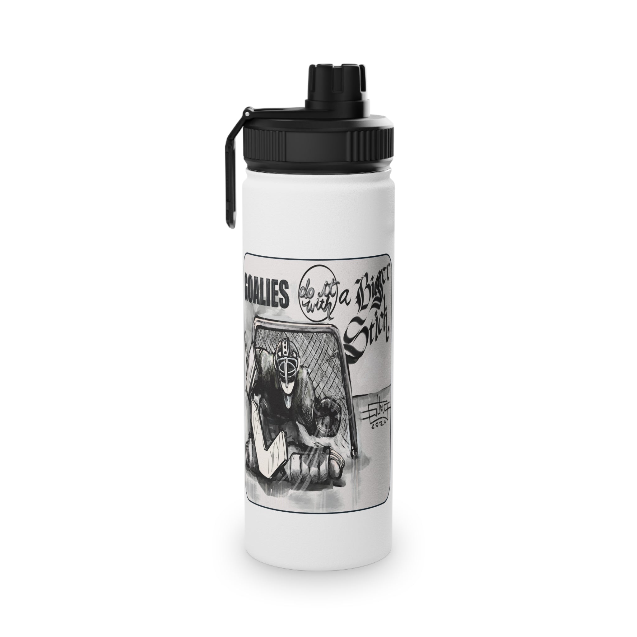Goalies Do It With a Bigger Stick - Stainless Steel Sports Water Bottle